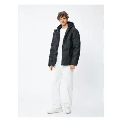 Koton Down Jacket Hooded Zipper Pocket Detailed