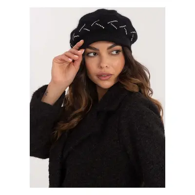 Black women's winter hat with application