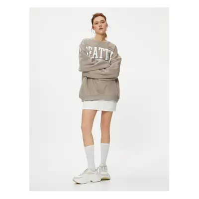 Koton College Oversize Sweatshirt Long Sleeve Crew Neck