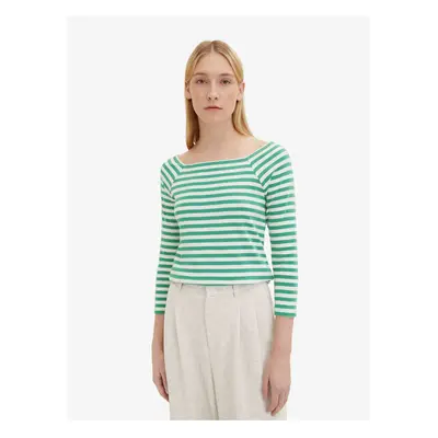 Light Green Women's Striped Long Sleeve T-Shirt Tom Tailor - Women