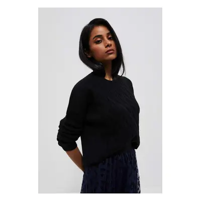 Sweater with decorative knitting - black