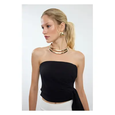 Trendyol Stone Strapless Crop Woven Bustier