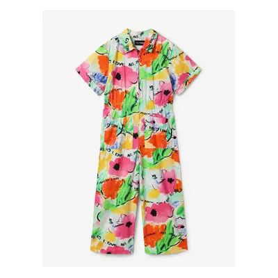 Green-pink floral girly overall Desigual Wisteria - Girls