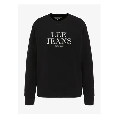 Black Women's Sweatshirt with Lee Crew Prints - Women