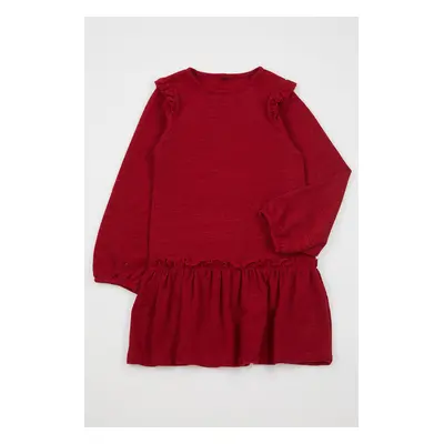 Trendyol Red Girl Ruffle Detailed Mini Plain Knit Dress