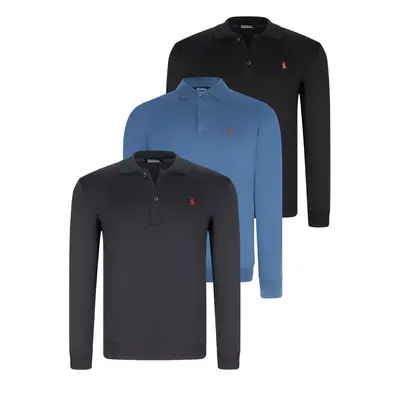 SET OF THREE V4007 DEWBERRY MEN'S SWEATSHIRT-BLACK-NAVY-INDIGO