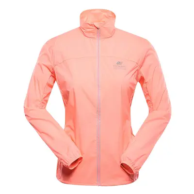 Women's ultralight jacket with dwr finish ALPINE PRO SPINA neon salmon