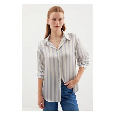 Bigdart Lightly Flowing Satin Shirt - F.Grey