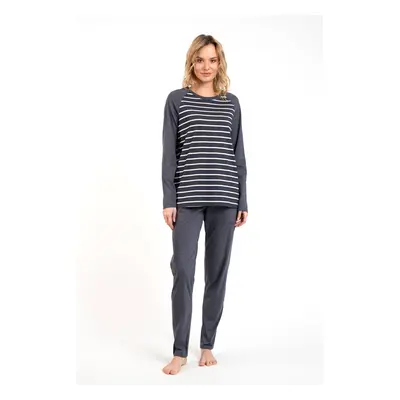 Women's pyjamas Oda long sleeves, long legs - graphite/graphite print