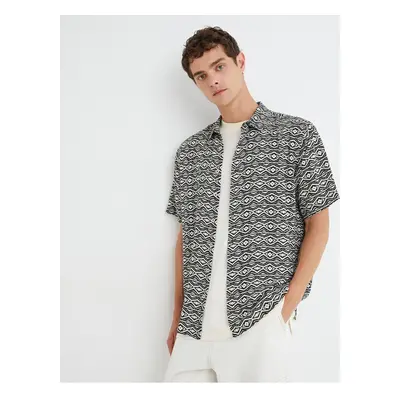 Koton Summer Shirt Short Sleeve Ethnic Detailed Classic Collar