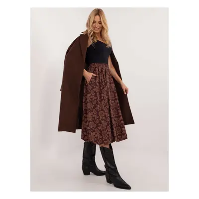 Brown midi skirt with lining