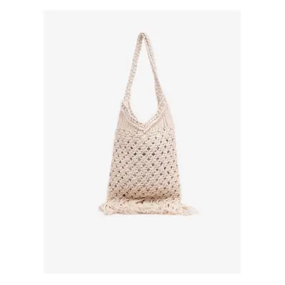 Orsay White Ladies Knitted Bag with Decorative Detail - Women