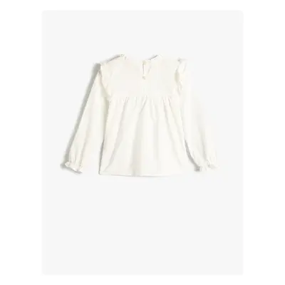 Koton Shirt Long Sleeve Ruffled Round Collar Buttoned at Back