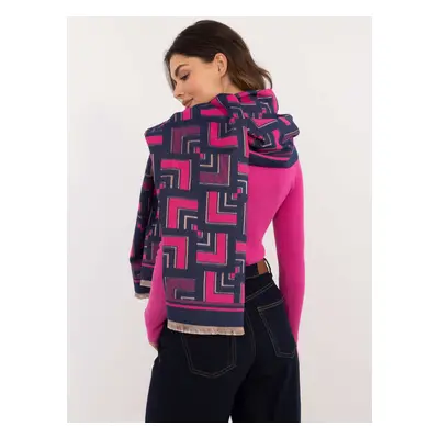 Navy blue and fuchsia women's scarf with patterns