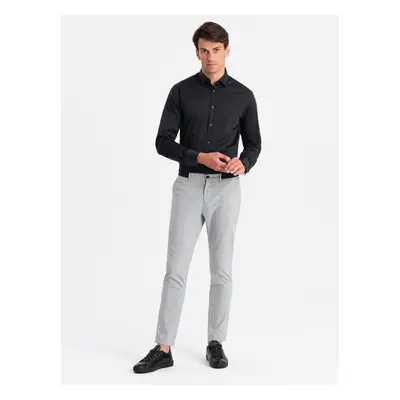 Ombre Classic men's SLIM FIT shirt in satin fabric - black