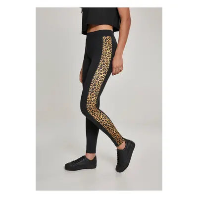 Women's leggings with striped blk/leo pattern