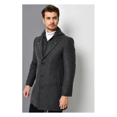 PLT8376 DEWBERRY MEN'S COAT-PATTERNED ANTHRACITE