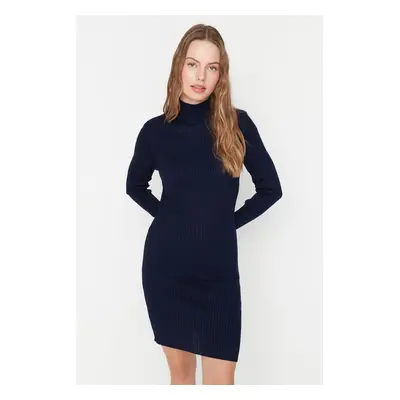 Trendyol Navy Blue Mini kötöttáru kiegészítő részletes ruha