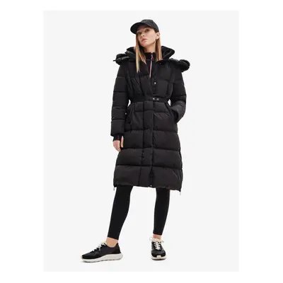 Women's Black Winter Quilted Coat Desigual Surrey - Women