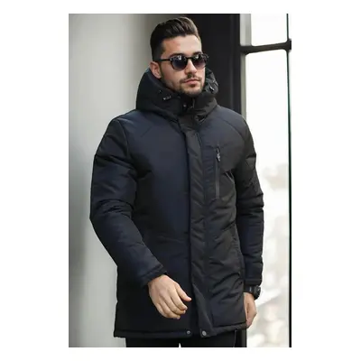 57667 Dewberry Hooded Winter Mens Coat-BLACK