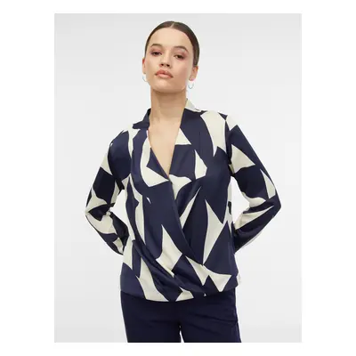 Orsay Cream-Blue Women's Patterned Satin Blouse - Women