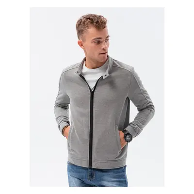 Ombre Men's unbuttoned sweatshirt with stand-up collar - grey melange