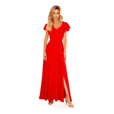 Long dress with a neckline and ruffles Numoco