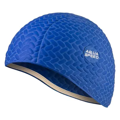 AQUA SPEED Unisex's Swimming Cap For Long Hair Bombastic Tic-Tac Navy Blue