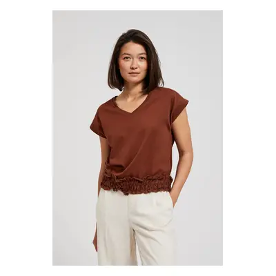 Women's blouse with elastic waistband MOODO - brown