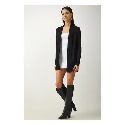 Happiness İstanbul Women's Black Oversize Knitted Jacket Cardigan