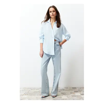 Trendyol Blue Oversize Wide Fit Woven Shirt