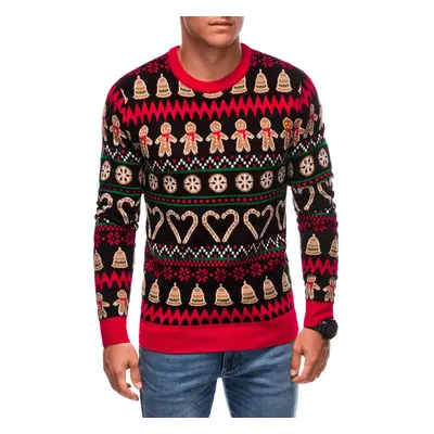 Edoti Men's Christmas Norwegian gingerbread sweater - black and brown