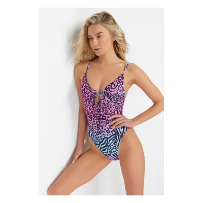 Trendyol Leopard Patterned Balconette Tied Regular Swimsuit