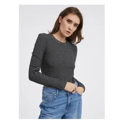 Black Women's Striped Long Sleeve T-Shirt Noisy May Posy - Women