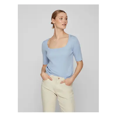 Light blue women's ribbed T-shirt VILA Lana - Women