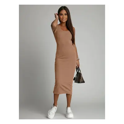 Cappuccino midi dress with fitted straps