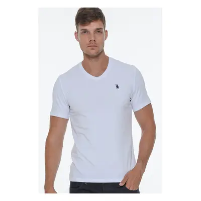 T8568 DEWBERRY V-NECK MEN'S T-SHIRT-WHITE