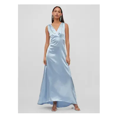 Light blue ladies satin maxi-dresses VILA Sittas - Ladies