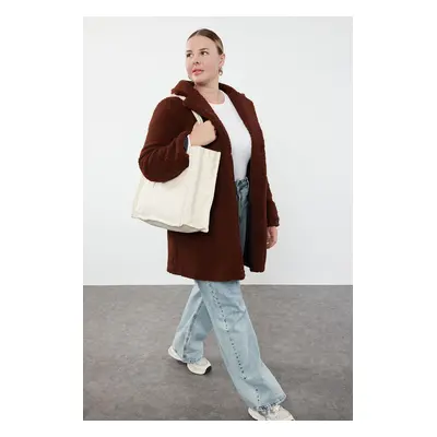 Trendyol Curve Brown Regular Fit Plush Coat