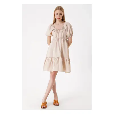 Bigdart Flared Poplin Dress - Beige