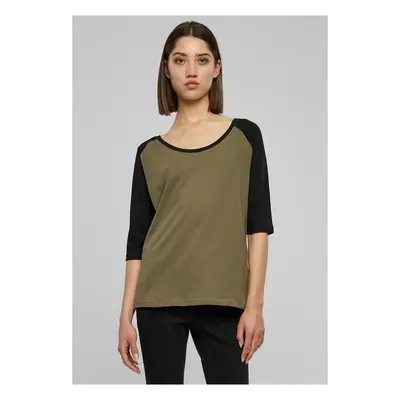 Women's 3/4 contrast raglan T-shirt olive/black