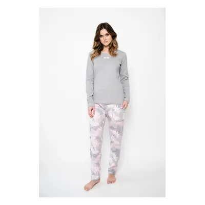 Aloe women's pajamas long sleeves, long legs - melange/print