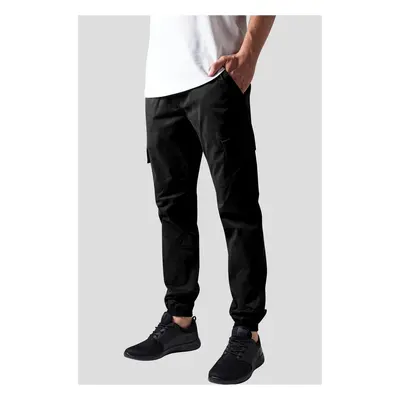 Washed Cargo Twill Jogging Pants Black