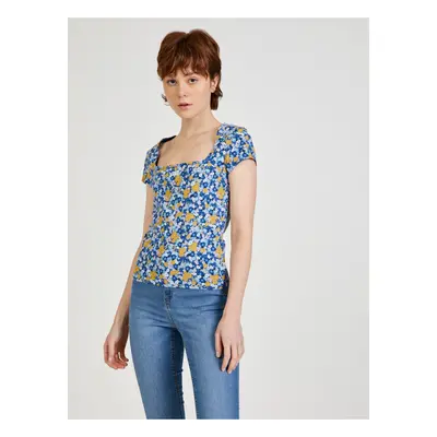 Blue Women's Patterned T-Shirt VANS Deco - Women