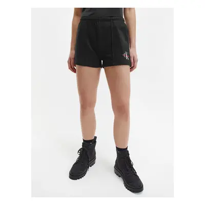 Black Women's Sweat Shorts with Calvin Klein Jeans Print - Women