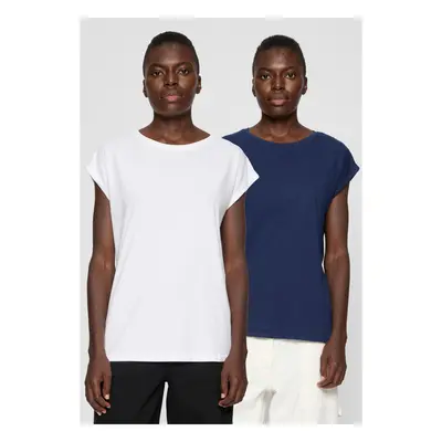 Women's T-shirt with extended shoulder pcs white + dark blue