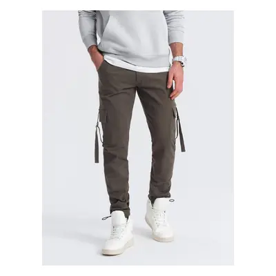 Ombre Men's STRAIGHT LEG cargo pants with striped pockets - graphite