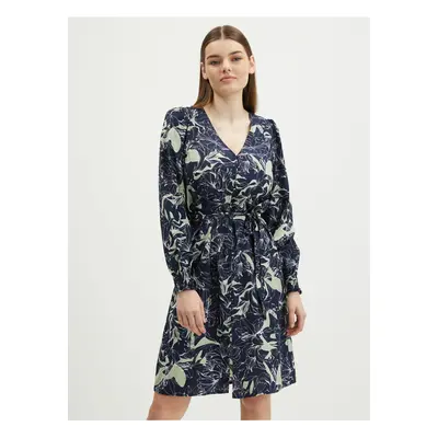 Dark blue women's patterned shirt dress VERO MODA Abbi - Women