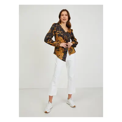 Orsay Brown-Black Ladies Satin Floral Blouse - Women