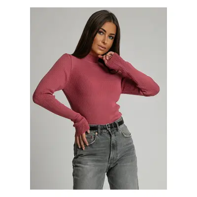 Women's fitted turtleneck Indian pink